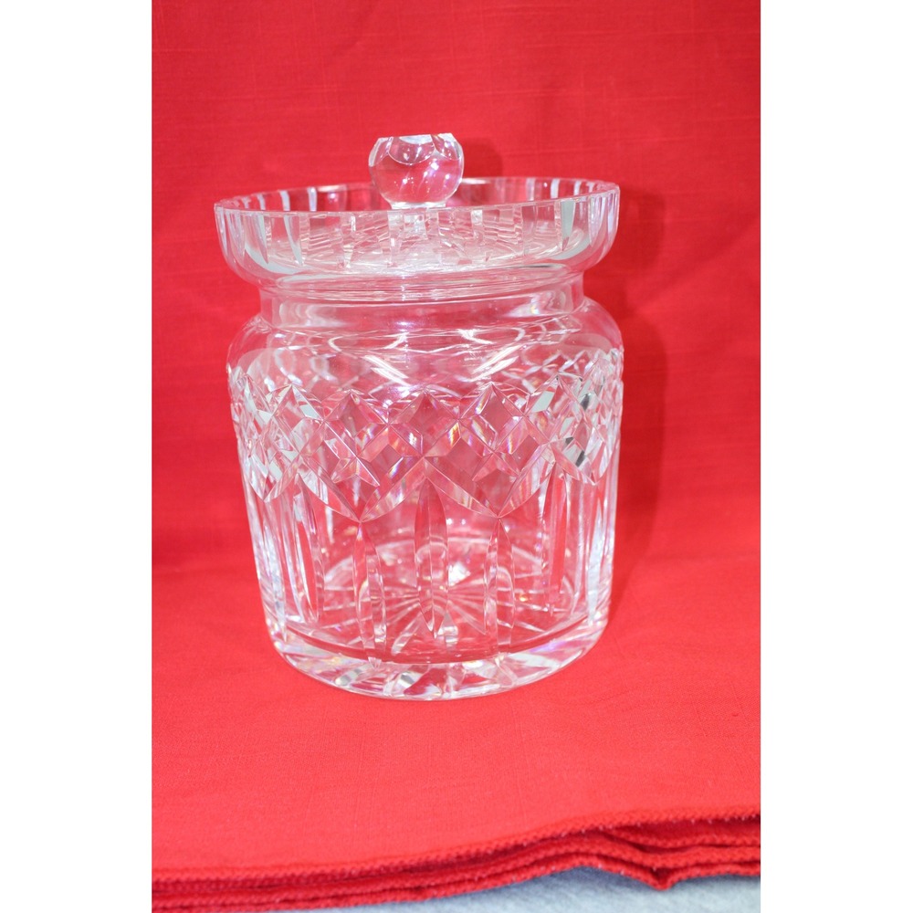 Waterford Biscuit Barrel Clear Lismore Crystal Lidded Cookie Jar